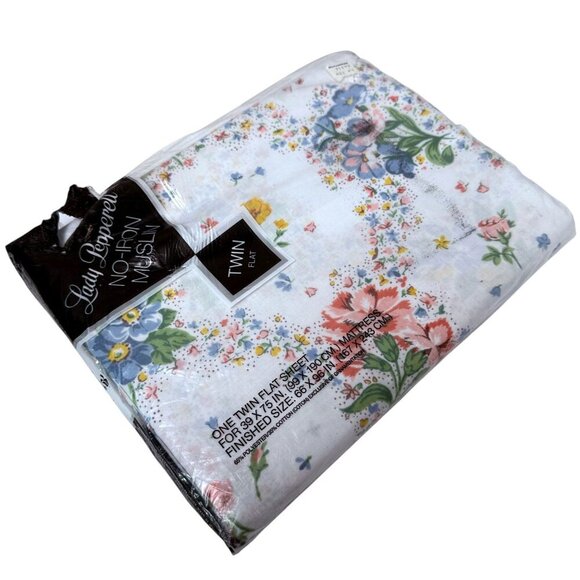 Lady Pepperell Sheet Twin Flat Stephanie Cottage Floral Cotton Blend New Vintage - Picture 5 of 7